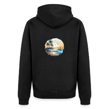 Ocean vibes, beach vibes, sunset on the beach, oce - Unisex Premium Organic Zip Hoodie - black - Back - Nico (187cm)