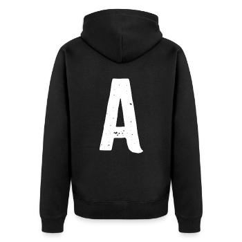 A Letter - Unisex Premium Organic Zip Hoodie - black - Back - Nico (187cm)