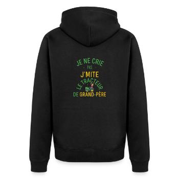 J'imite le Tracteur de Grand Père - Veste à capuche bio Premium Unisexe - noir - Dos - Nico (187cm)