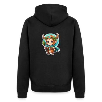 Druide Niedlich Illustration - Unisex Premium Bio Zip Hoodie - Schwarz - Hinten - Nico (187cm)