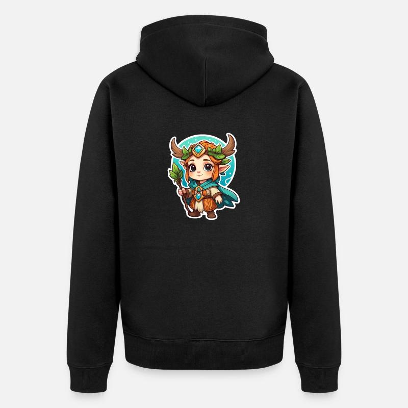 Druide Mignon Illustration - Veste à capuche bio Premium Unisexe - noir