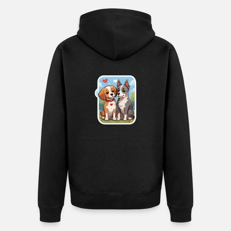 Couple de chiens amoureux - Veste à capuche bio Premium Unisexe - noir
