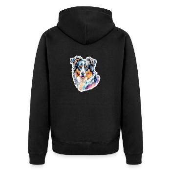 Berger Australien Aquarelles - Veste à capuche bio Premium Unisexe - noir - Dos - Nico (187cm)