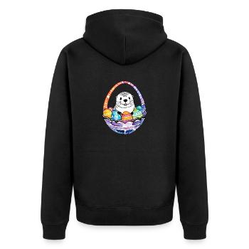 Otter Ostern Wasserfarben - Unisex Premium Bio Zip Hoodie - Schwarz - Hinten - Nico (187cm)