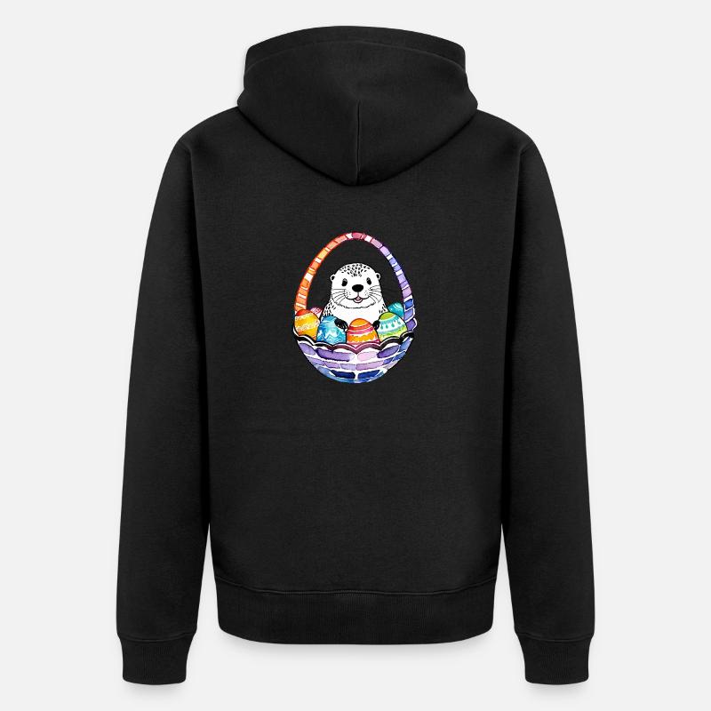 Loutre Aquarelle de Pâques - Veste à capuche bio Premium Unisexe - noir