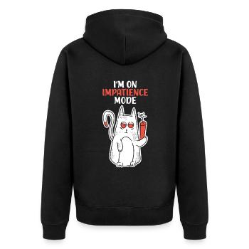 Ungeduldige Katze Ungeduld Impatience Mode - Unisex Premium Bio Zip Hoodie - Schwarz - Hinten - Nico (187cm)