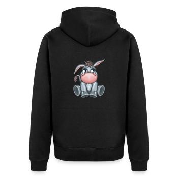 Dessin animé mignon âne animal amoureux illustration - Veste à capuche bio Premium Unisexe - noir - Dos - Nico (187cm)