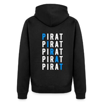 Pirat - Unisex Premium Bio Zip Hoodie - Schwarz - Hinten - Nico (187cm)