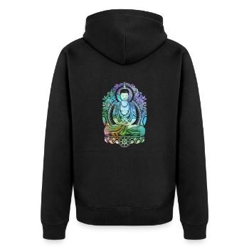 Cosmic Buddha - Cool - Unisex Premium Organic Zip Hoodie - black - Back - Nico (187cm)