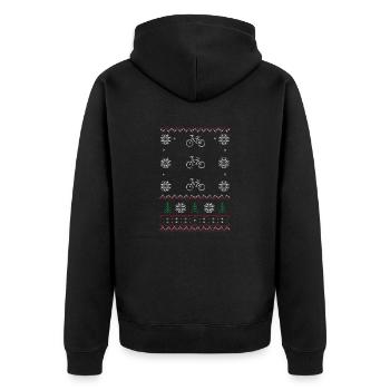 Ugly Xmas Sweaters Cycle - Unisex Premium Bio Zip Hoodie - Schwarz - Hinten - Nico (187cm)