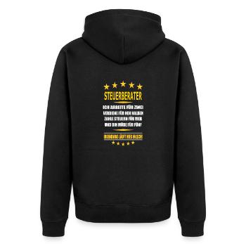STEUERBERATER - Unisex Premium Bio Zip Hoodie - Schwarz - Hinten - Nico (187cm)