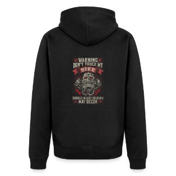 Don't touch my bike - EN - Unisex Premium Organic Zip Hoodie - black - Back - Nico (187cm)
