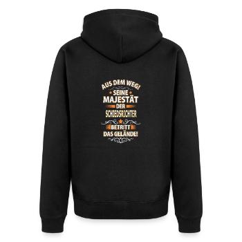 SCHIEDSRICHTER - Unisex Premium Bio Zip Hoodie - Schwarz - Hinten - Nico (187cm)
