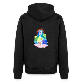 jesus - Unisex Premium Organic Zip Hoodie - black - Back - Nico (187cm)