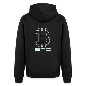 Bitcoin Digital - Unisex Premium Bio Zip Hoodie - Schwarz - Hinten - Nico (187cm)