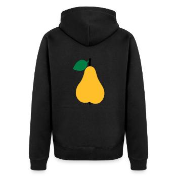Birne - Unisex Premium Bio Zip Hoodie - Schwarz - Hinten - Nico (187cm)