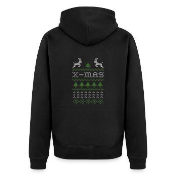 X-mas ugly sweater design for red - Unisex Premium Organic Zip Hoodie - black - Back - Nico (187cm)