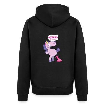 Einhorn Flamingo gemacht - Unisex Premium Bio Zip Hoodie - Schwarz - Hinten - Nico (187cm)