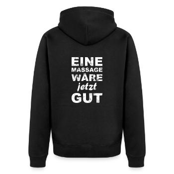 Massage wäre gut - Retro - Unisex Premium Bio Zip Hoodie - Schwarz - Hinten - Nico (187cm)
