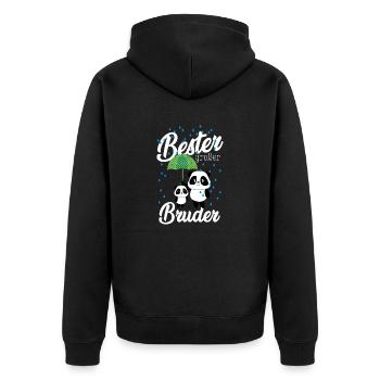 Bester großer Bruder Panda Geschwister Jungs - Unisex Premium Bio Zip Hoodie - Schwarz - Hinten - Nico (187cm)