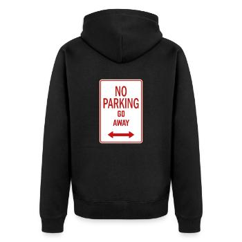 No parking - Unisex Premium Organic Zip Hoodie - black - Back - Nico (187cm)