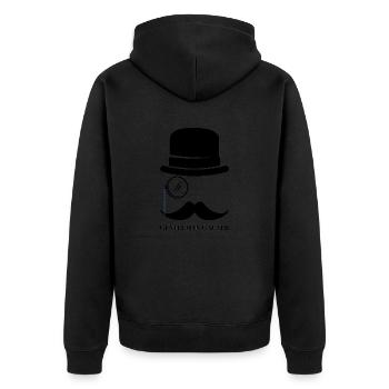Gentleman escroc avec chapeau haut de forme et monocle - Veste à capuche bio Premium Unisexe - noir - Dos - Nico (187cm)