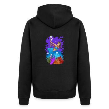Funny Pole Dance Mermaid Fitness Workout - Unisex Premium Bio Zip Hoodie - Schwarz - Hinten - Nico (187cm)