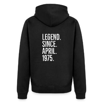 Legende seit April 1975 - Unisex Premium Bio Zip Hoodie - Schwarz - Hinten - Nico (187cm)