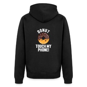 Donut touch my phone! - Veste à capuche bio Premium Unisexe - noir - Dos - Nico (187cm)