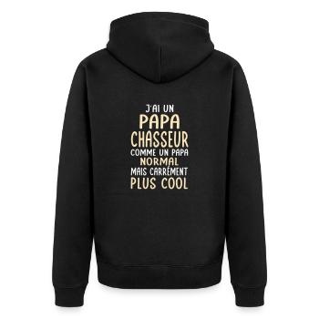 J'ai un papa chasseur plus cool - Veste à capuche bio Premium Unisexe - noir - Dos - Nico (187cm)