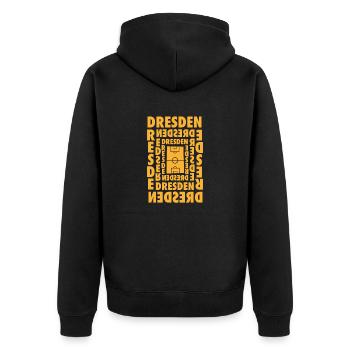 Dresden - Stadionmotiv - Sachsen - Unisex Premium Bio Zip Hoodie - Schwarz - Hinten - Nico (187cm)