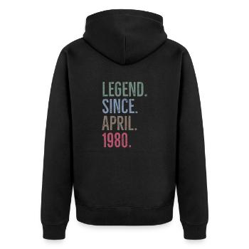 Légende depuis avril 1980 - Veste à capuche bio Premium Unisexe - noir - Dos - Nico (187cm)
