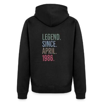 Légende depuis avril 1986 - Veste à capuche bio Premium Unisexe - noir - Dos - Nico (187cm)