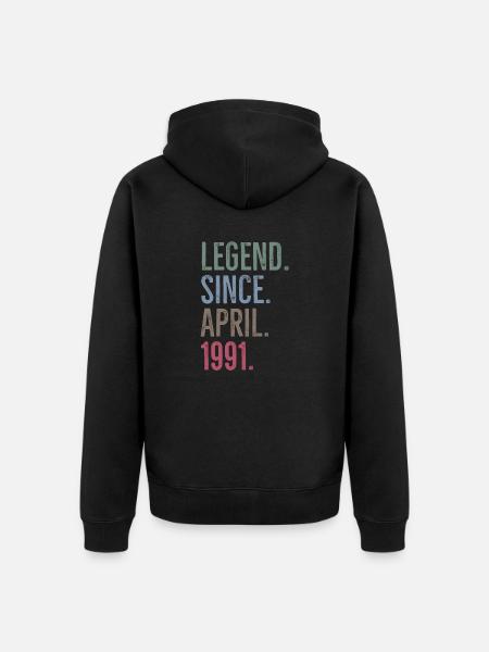 Legend Since April 1991 - Unisex Premium Organic Zip Hoodie - black