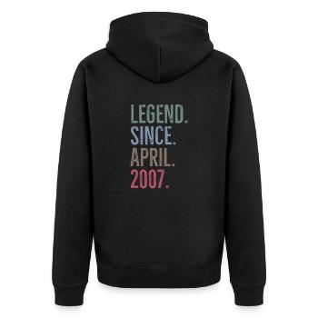 Legende seit April 2007 - Unisex Premium Bio Zip Hoodie - Schwarz - Hinten - Nico (187cm)