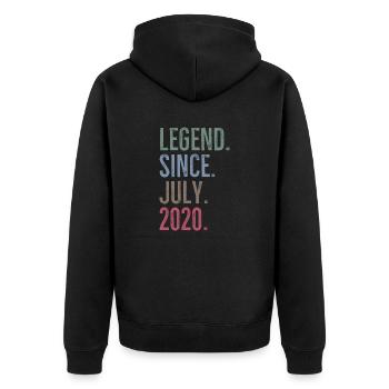 Legend Since July 2020 - Unisex Premium Organic Zip Hoodie - black - Back - Nico (187cm)