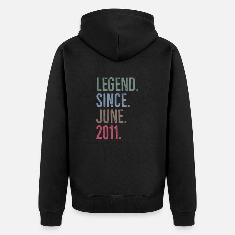 Legende seit Juni 2011 - Unisex Premium Bio Zip Hoodie - Schwarz