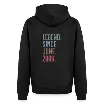 Légende depuis juin 2006 - Veste à capuche bio Premium Unisexe - noir - Dos - Nico (187cm)