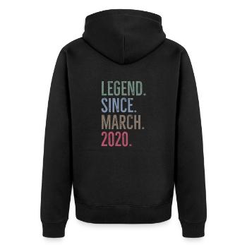 Légende depuis mars 2020 - Veste à capuche bio Premium Unisexe - noir - Dos - Nico (187cm)