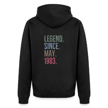 Légende depuis mai 1983 - Veste à capuche bio Premium Unisexe - noir - Dos - Nico (187cm)