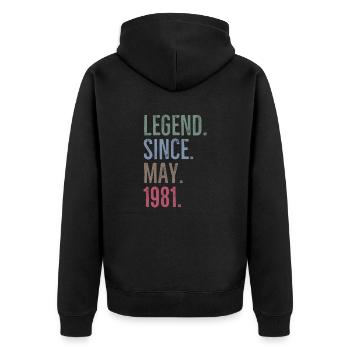Légende depuis mai 1981 - Veste à capuche bio Premium Unisexe - noir - Dos - Nico (187cm)