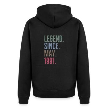 Légende depuis mai 1991 - Veste à capuche bio Premium Unisexe - noir - Dos - Nico (187cm)