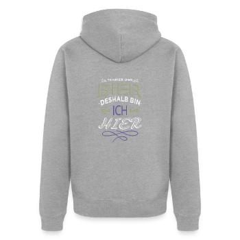 gerste statement kneipe geschenkidee - Unisex Premium Bio Zip Hoodie - Grau meliert - Hinten - Nico (187cm)