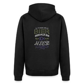 gerste statement kneipe geschenkidee - Unisex Premium Bio Zip Hoodie - Schwarz - Hinten - Nico (187cm)