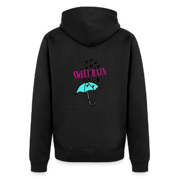 Sweet Rain - Unisex Premium Bio Zip Hoodie - Schwarz - Hinten - Nico (187cm)