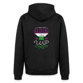 funny sayings joke happy video game card gambling - Unisex Premium Organic Zip Hoodie - black - Back - Nico (187cm)
