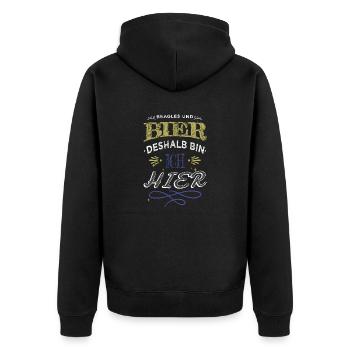 hopfen spaß humor lustiger spruch haustier - Unisex Premium Bio Zip Hoodie - Schwarz - Hinten - Nico (187cm)