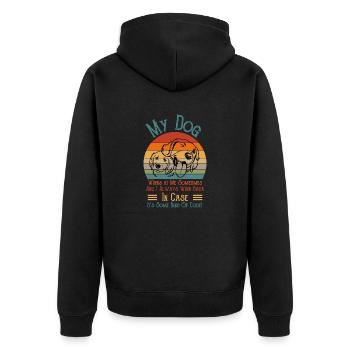 My Dog Winks at Me Sometimes, Labrador Lover Funny - Unisex Premium Organic Zip Hoodie - black - Back - Nico (187cm)