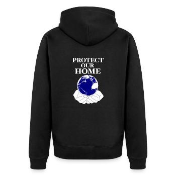 Protégeons notre maison / Planète Terre - Veste à capuche bio Premium Unisexe - noir - Dos - Nico (187cm)