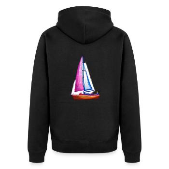 Segelsport Segeln Segelboot Segler Segelschiff - Unisex Premium Bio Zip Hoodie - Schwarz - Hinten - Nico (187cm)